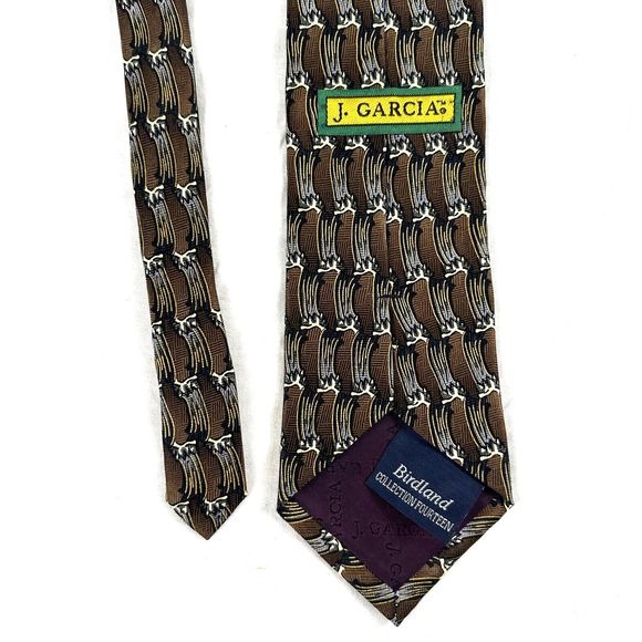 Jerry Garcia Men's Neck Tie 100% Silk Birdland Collection 14 Gold Black J.Garcia - Picture 7 of 11